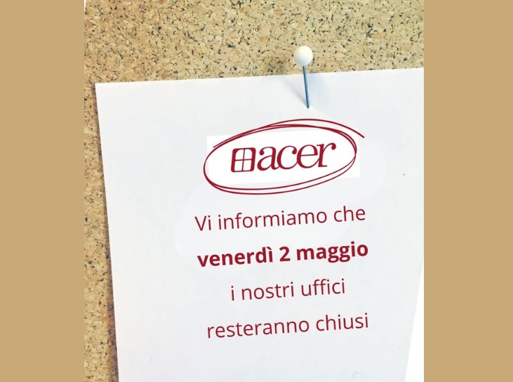 Uffici chiusi venerdì 2 maggio